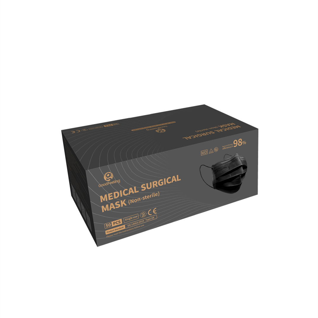 50 PCS BLACK Color 3-PLY Medical Surgical disposable Earloop Face Mask Mouth & Nose Protector CE Approved FDA 510K