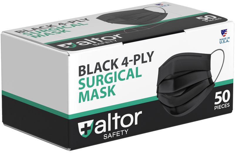 ALTOR USA MADE 4PLY BLACK SURGICAL MASK - ASTM LEVEL 2 - FDA APPROVED