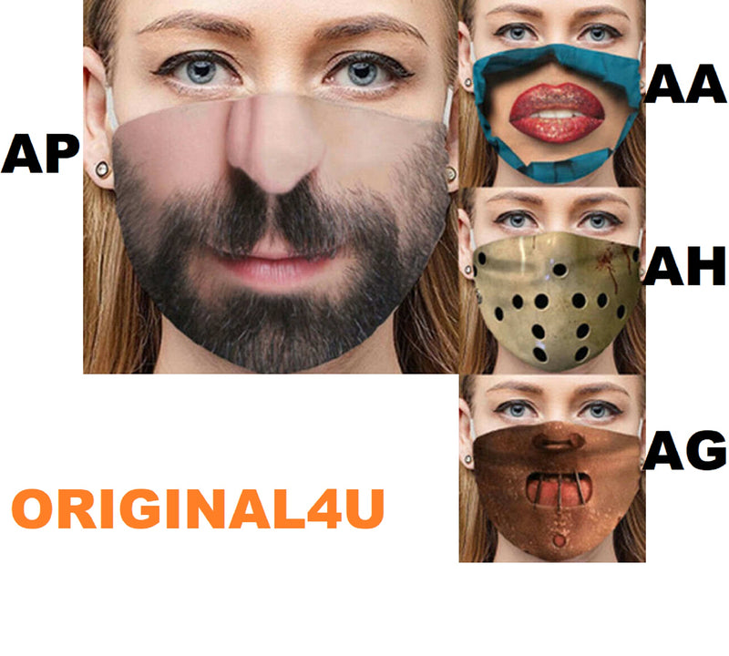 3D Print Funny Half Face Mask Funny Mask Party Face Mask Breathable Face Mask Washable Face Mask Funny Face Cover Novelty Face Mask