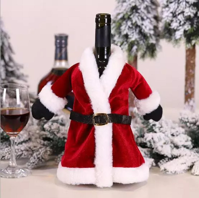 Set of 2 Santa Claus Clothes Red Wine Bottle Covers Bag Christmas Decorations Sweater Bottles Sets Wine Bottle Cover Tab Decor