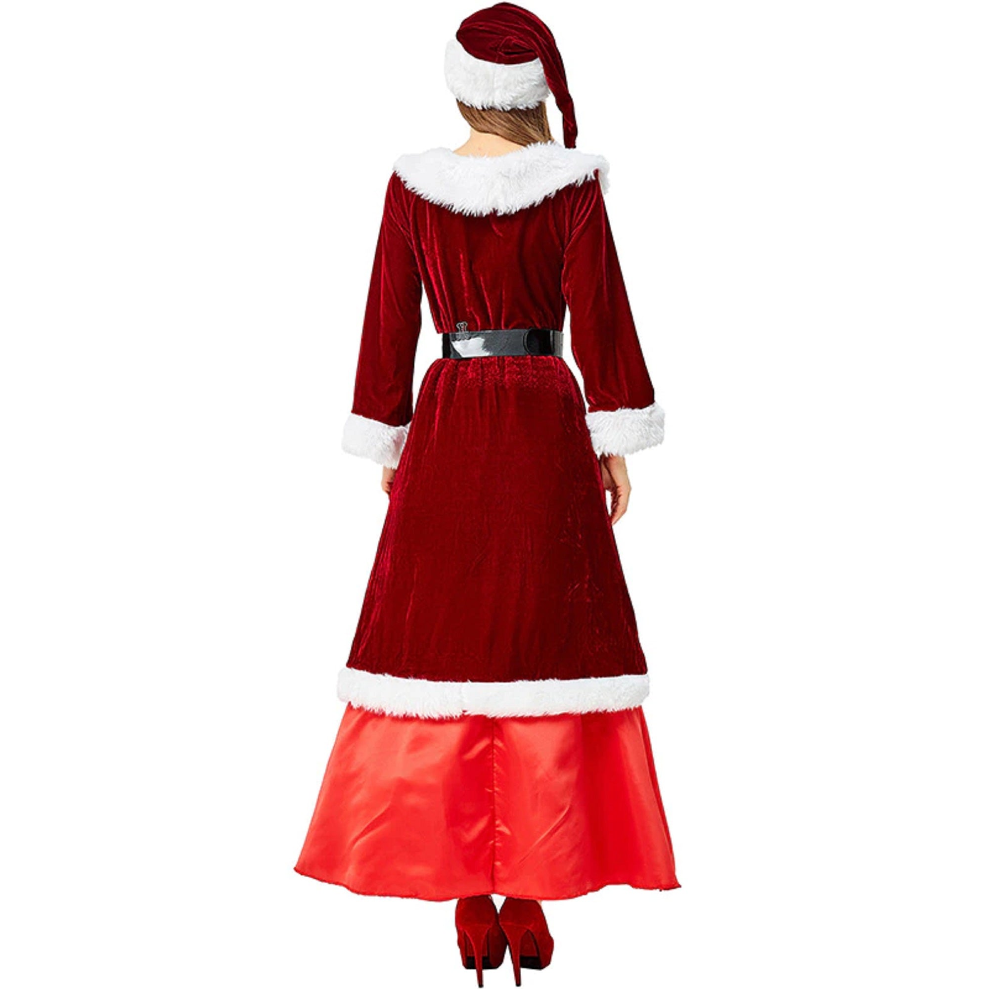 3pcs High Quality Long Sleeve Women's Dress Christmas Halloween Anime Santa Claus Cosplay Outfit Clothes Fancy Princess Costume Suit Uniform