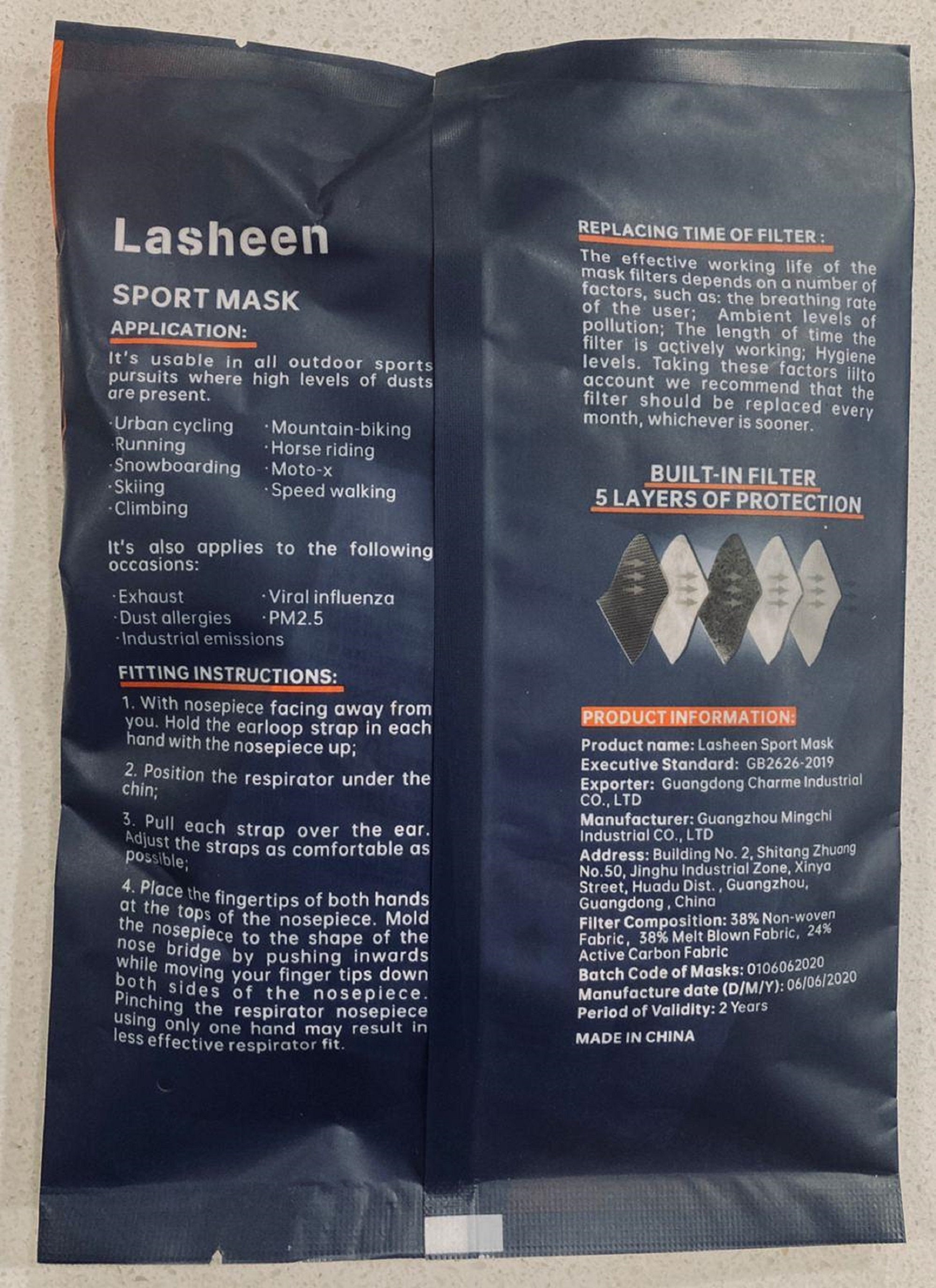 2 Pack - Dual Air Valve Cycling Sport Face Mask Cover PM2.5 Carbon Filter - Reusable & Washable - Black - Shipping from U.S.