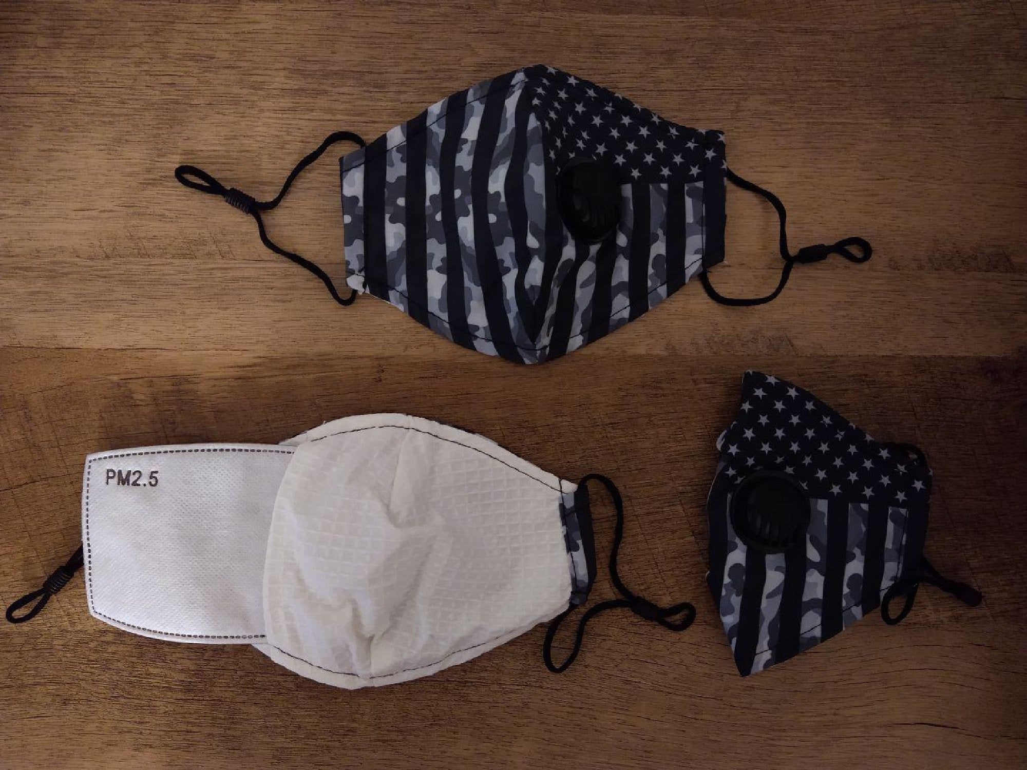 American Face Mask - USA Flag with Protective 5 Layer PM 2.5 Activated Carbon Filter & Breathing Valve + Nose Clip - Reusable - Washable