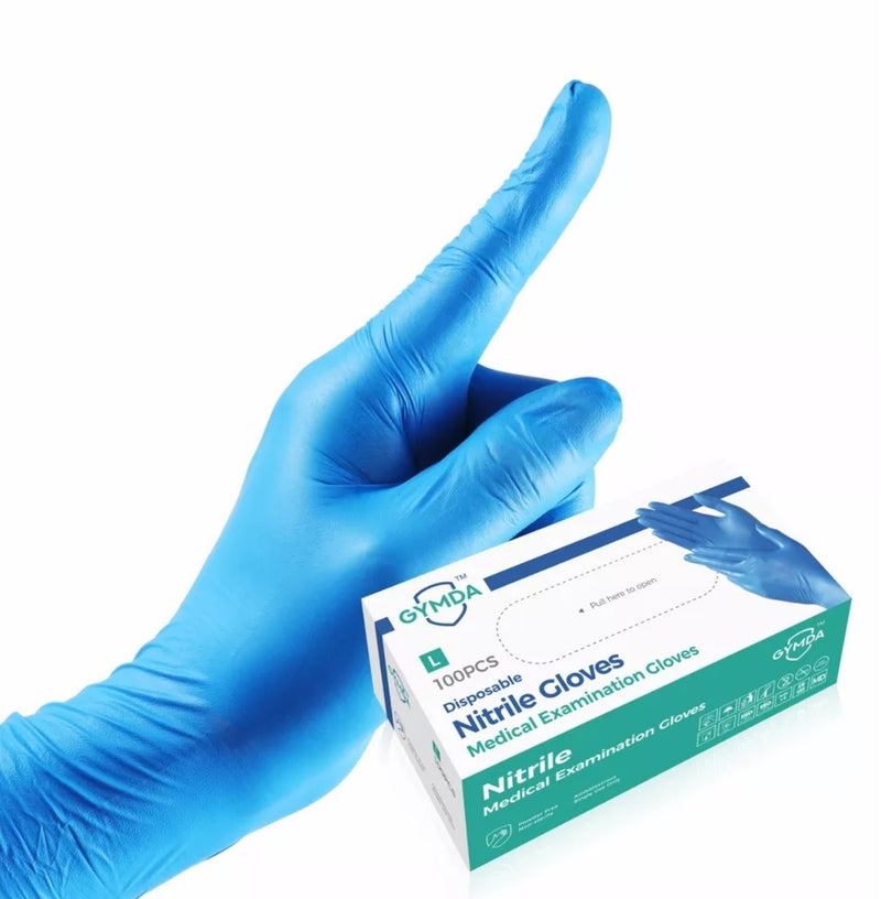 GYMDA Disposable Nitrile Gloves Powder-Free Latex-Free Exam/Medical S/M/L BLUE 3mil