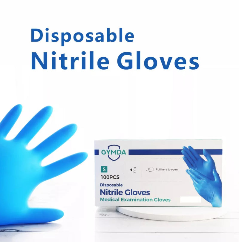 GYMDA Disposable Nitrile Gloves Powder-Free Latex-Free Exam/Medical S/M/L BLUE 3mil