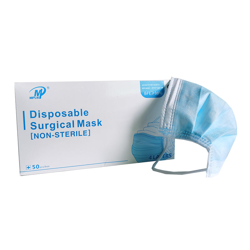 MIPLNI 50 PCS 4 Ply Disposable Medical Surgical Mask 4 layer BFE≥ 98% Level 3 4ply CE certified