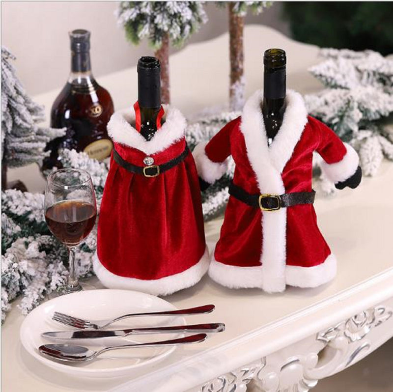 Set of 2 Santa Claus Clothes Red Wine Bottle Covers Bag Christmas Decorations Sweater Bottles Sets Wine Bottle Cover Tab Decor