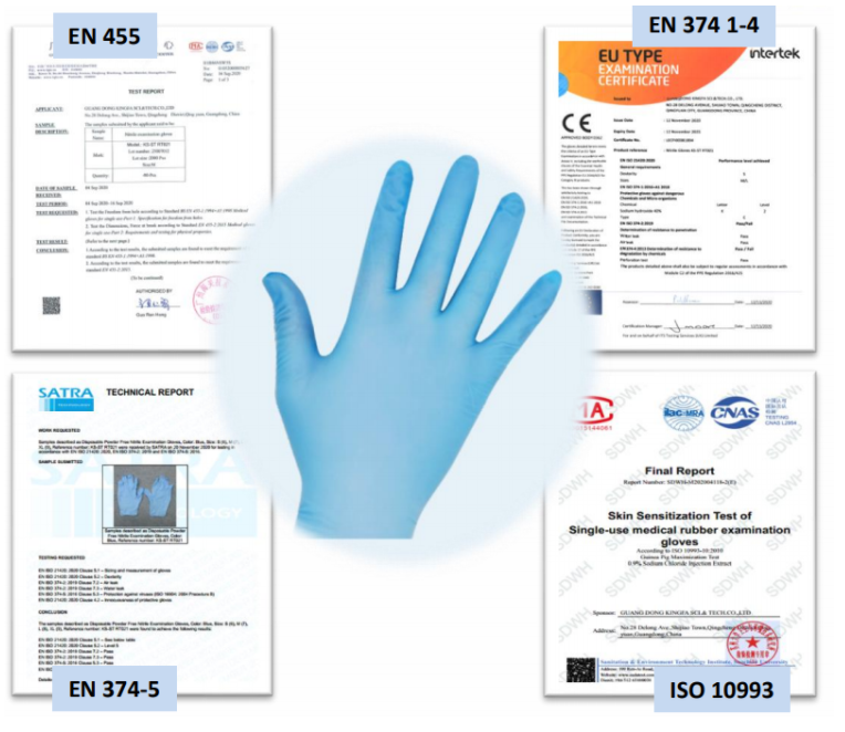 100 Pcs ( 1 box ) Disposable Gloves Synthetic Vinyl / Nitrile Blended Non-Med | Powder Free | Latex Free | Blue Color Gloves