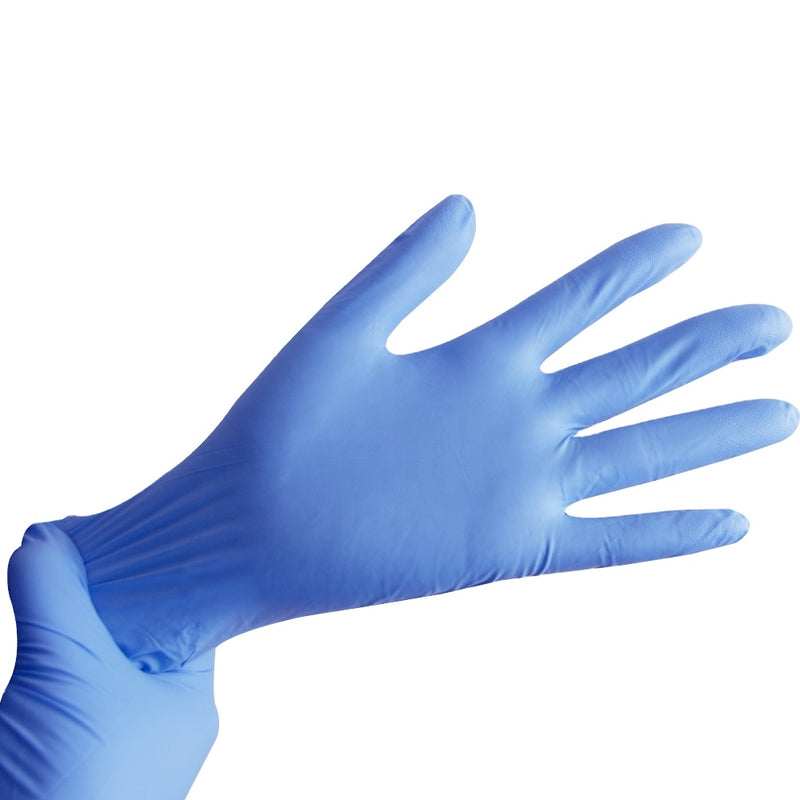 100 Pcs ( 1 box ) Disposable Gloves Synthetic Vinyl / Nitrile Blended Non-Med | Powder Free | Latex Free | Blue Color Gloves