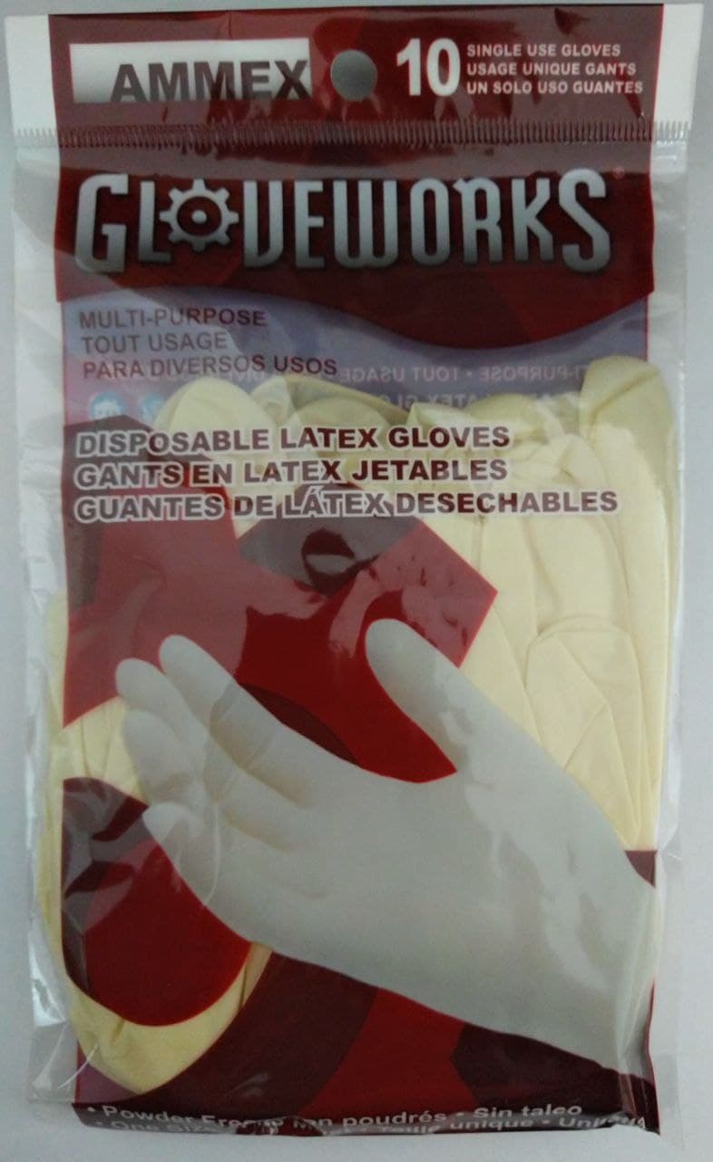 AMMEX Gloveworks Ivory Latex Industrial Powder Free 3 mil