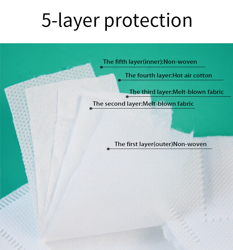 10 Pcs KN95 5-Ply Disposable Safety Face Mask KN-95 For Men and Women - White